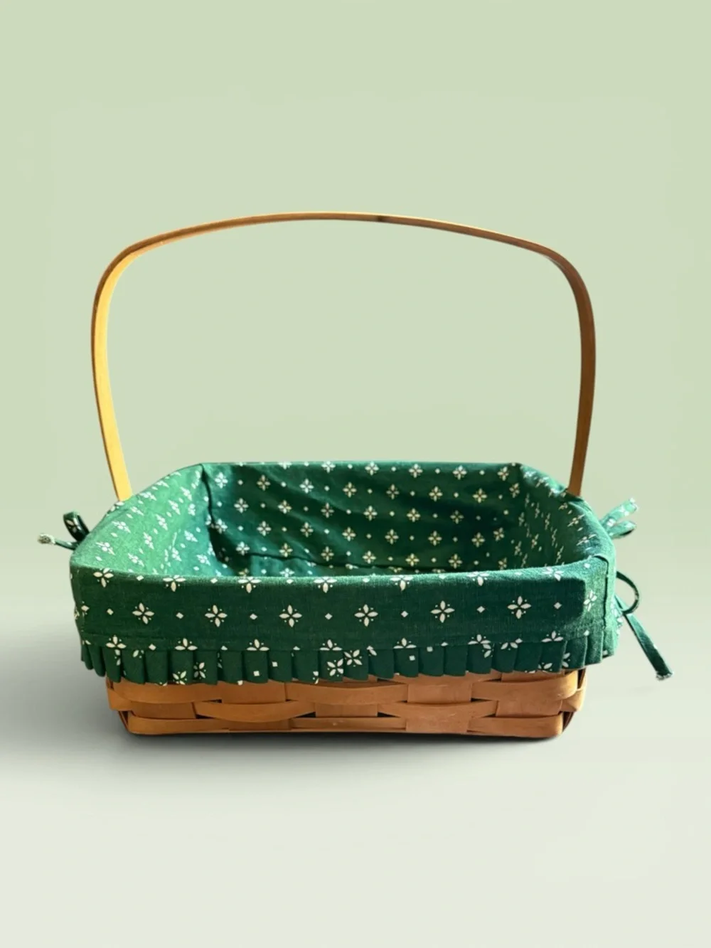 Vintage 1996 Handwoven Longaberger Square Basket & Cotton Liner